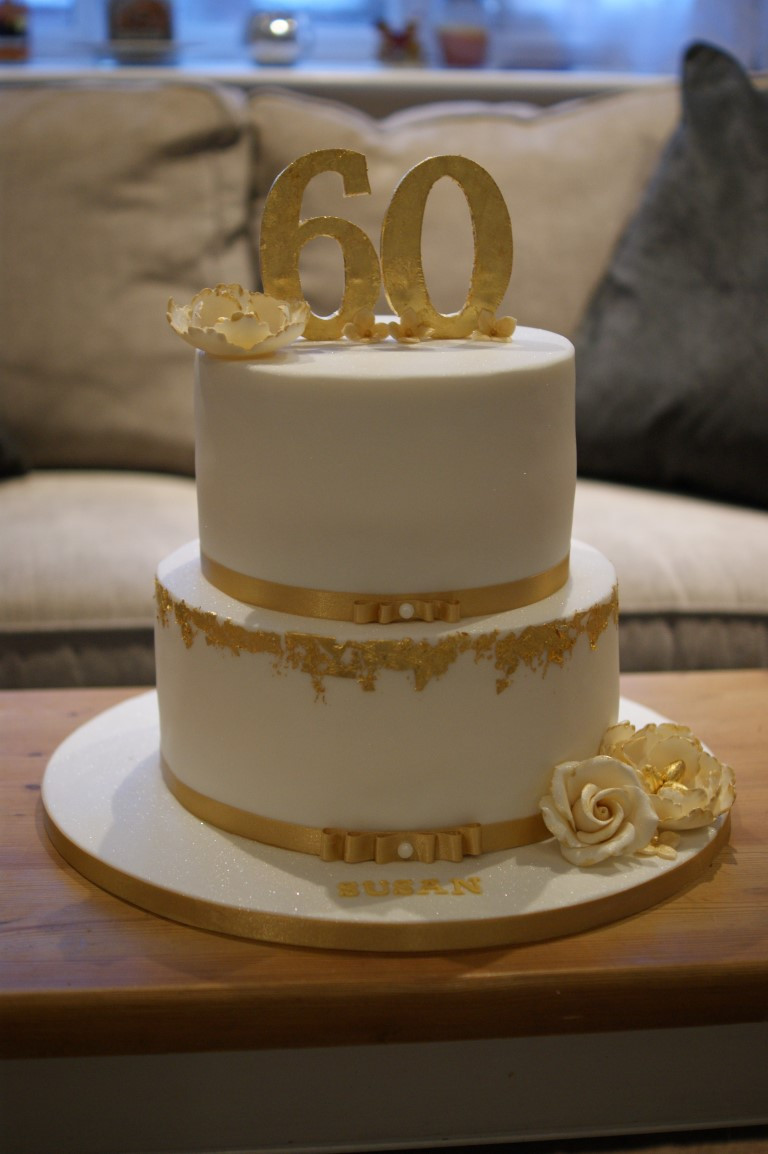 Golden Birthday Cake Ideas
 Gold Leaf 60th Birthday Cake Bakealous