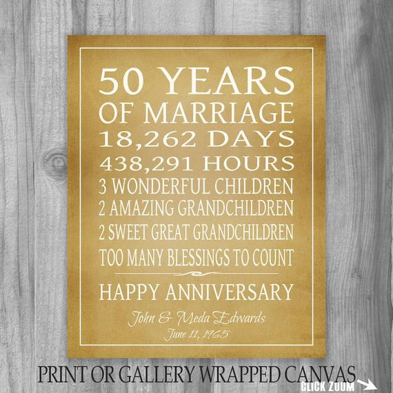 Golden Wedding Anniversary Gift Ideas For Parents
 Golden Anniversary Gift Grandparents 50th by PrintsbyChristine