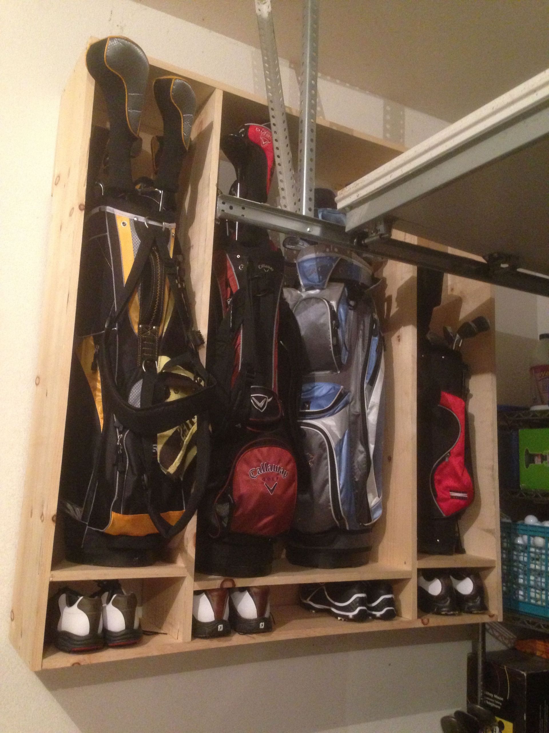 Golf Bag Organizer For Garage
 Golf Club and Shoe Locker Couple hours to make for around