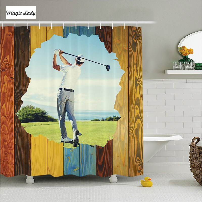 Golf Bathroom Decor
 Shower Curtains Luxury Bathroom Accessories Wooden Golf