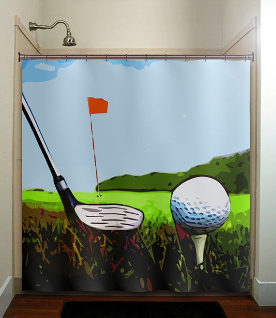 Golf Bathroom Decor
 Golf shower curtain extra long fabric window panel kids