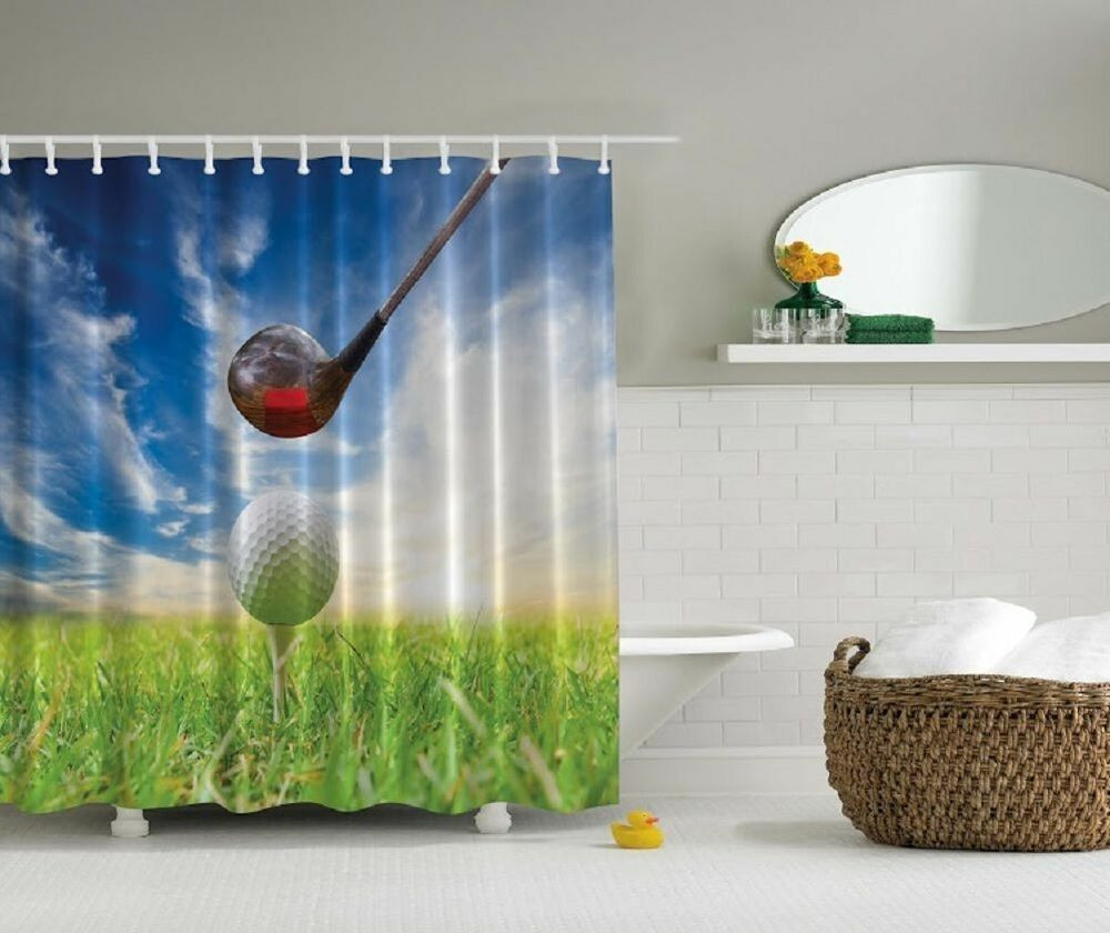 Golf Bathroom Decor
 Golf Game Digital Shower Curtain Club Ball Sport Green