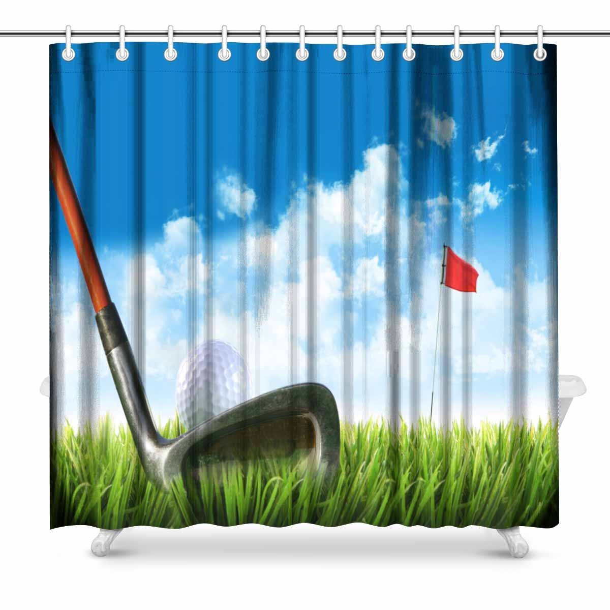 Golf Bathroom Decor
 Aplysia Golf Ball with Tee in the Grass Against Blue Sky
