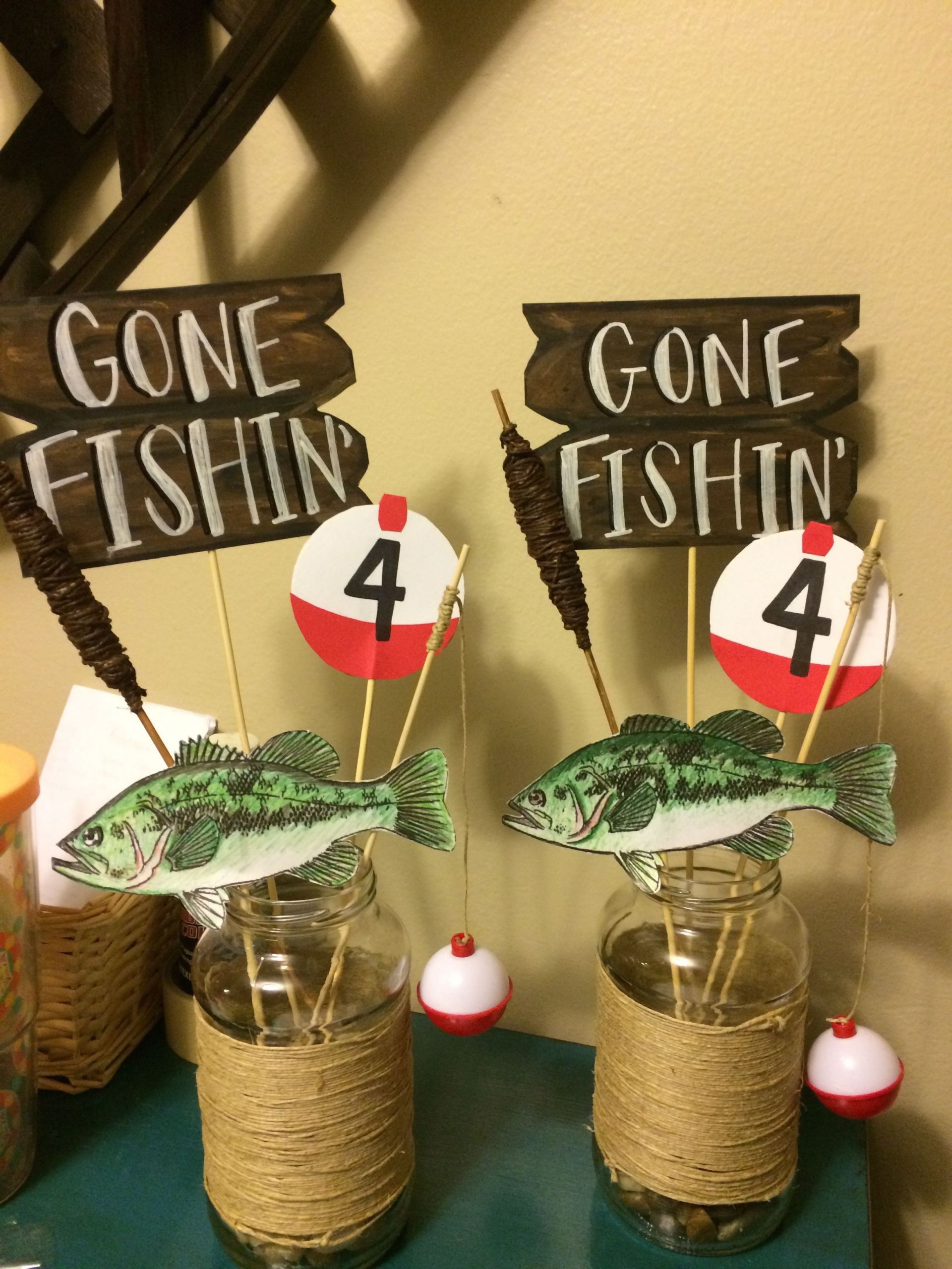 Gone Fishing Retirement Party Ideas
 Little boy Fishing party table centerpieces