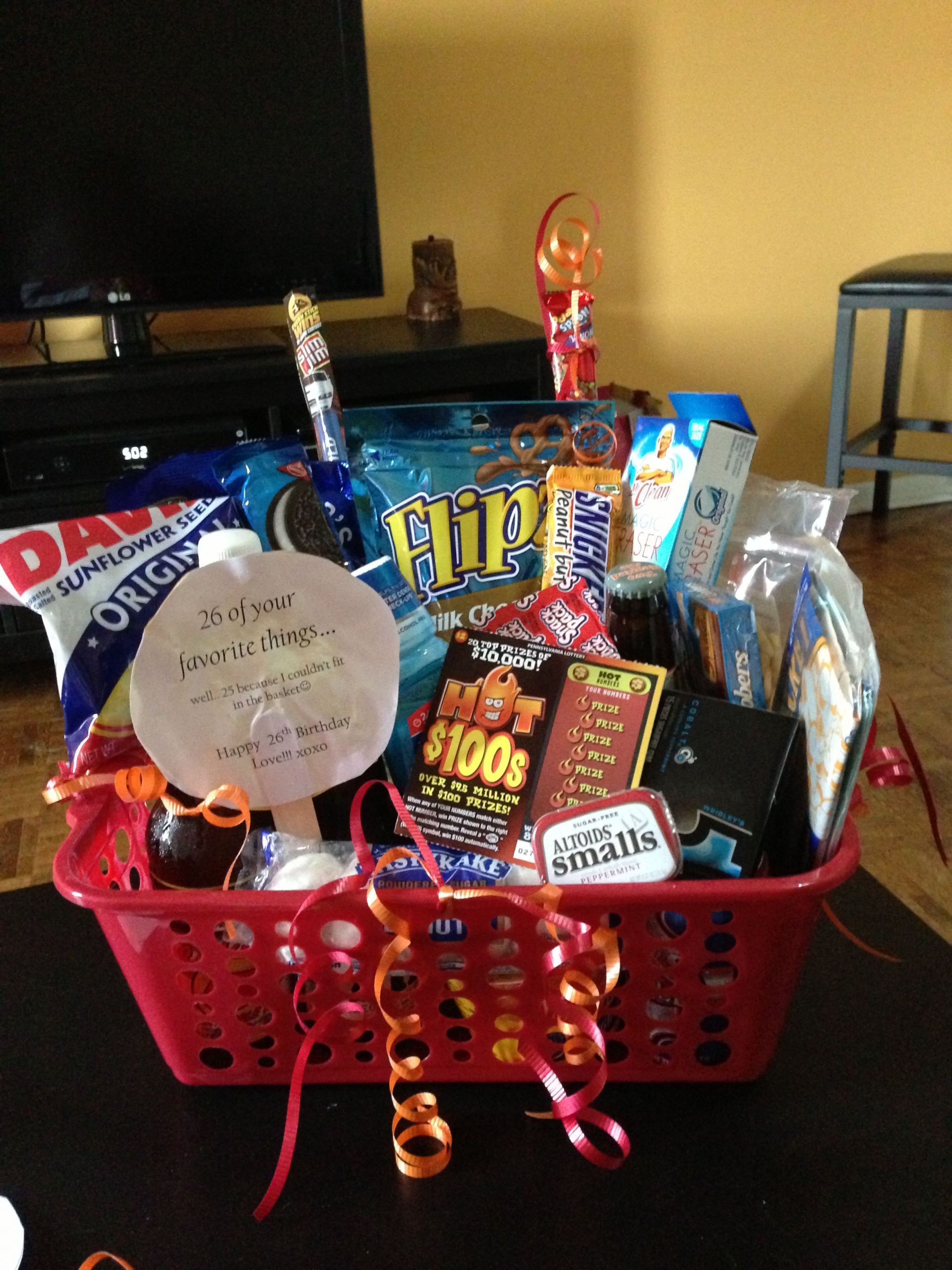 Good Gift Ideas For Boyfriend
 Boyfriend birthday basket 26 of his favorite things for