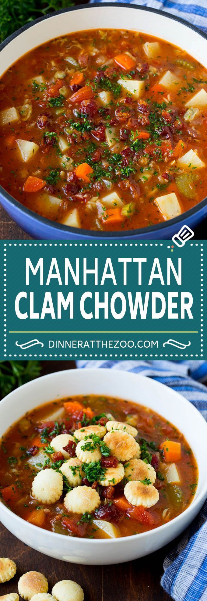 Gourmet Manhattan Clam Chowder Recipe
 Manhattan clam chowder with bacon potatoes and ve ables