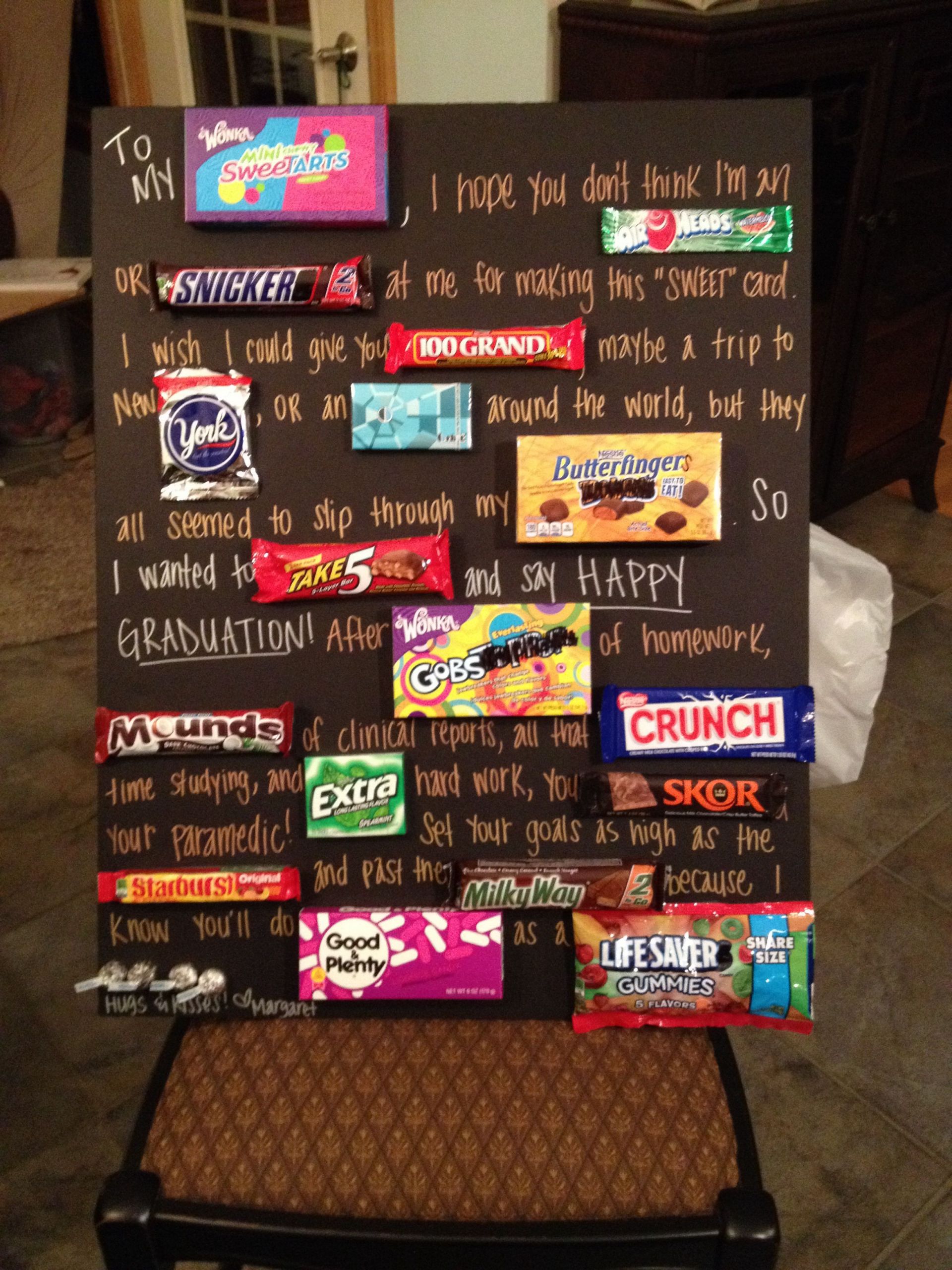Graduation Gift Ideas For Boyfriend
 Candy card I made for Chase s graduation from Paramedic