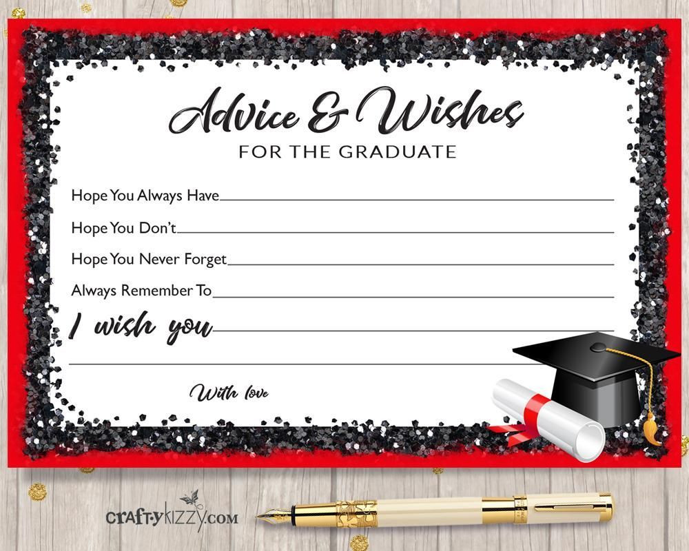 Graduation Party Advice Ideas
 Black and Red Graduation Advice Cards for the Graduate