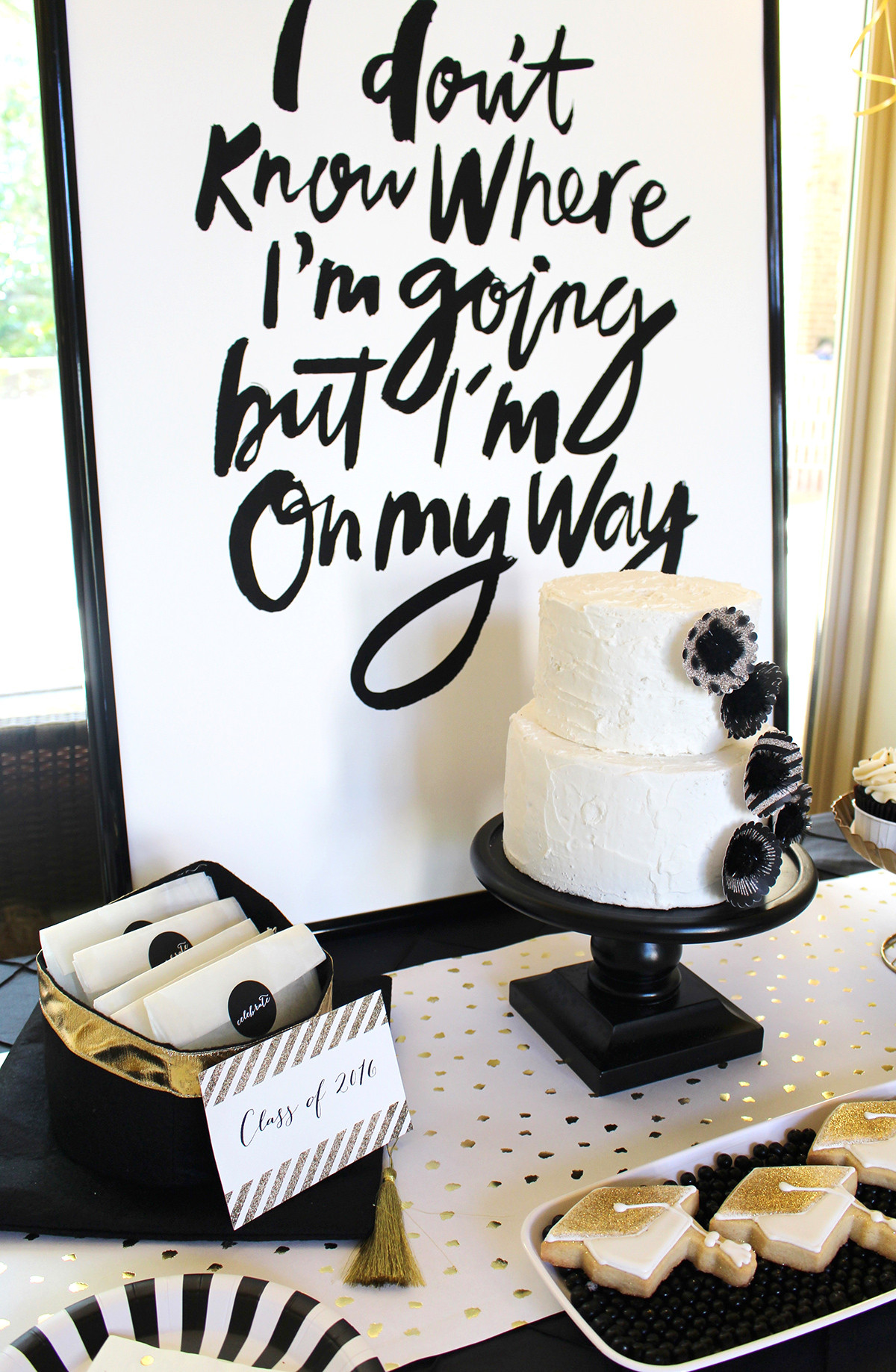 Graduation Party Ideas For College Students
 Stylish Black White Gold Graduation Party