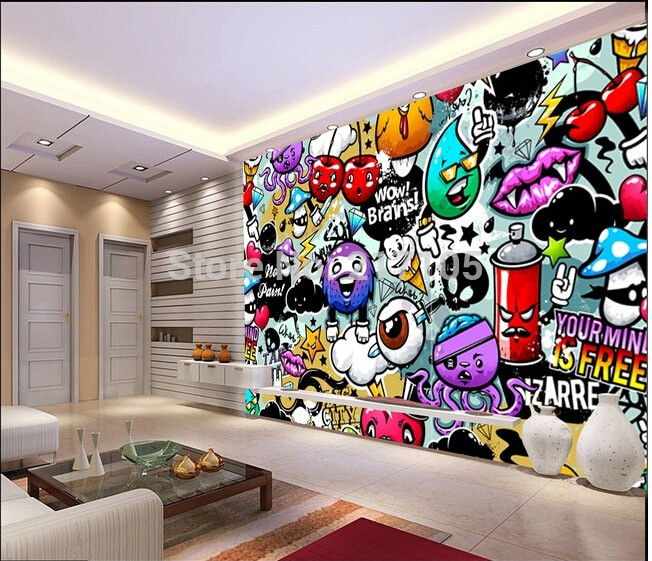 Graffiti Bedroom Wall
 Aliexpress Buy Custom baby wallpaper colorful
