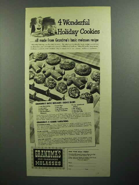 Grandma'S Molasses Cookies
 1944 Grandma s Old Fashioned Molasses Ad 4 Cookies