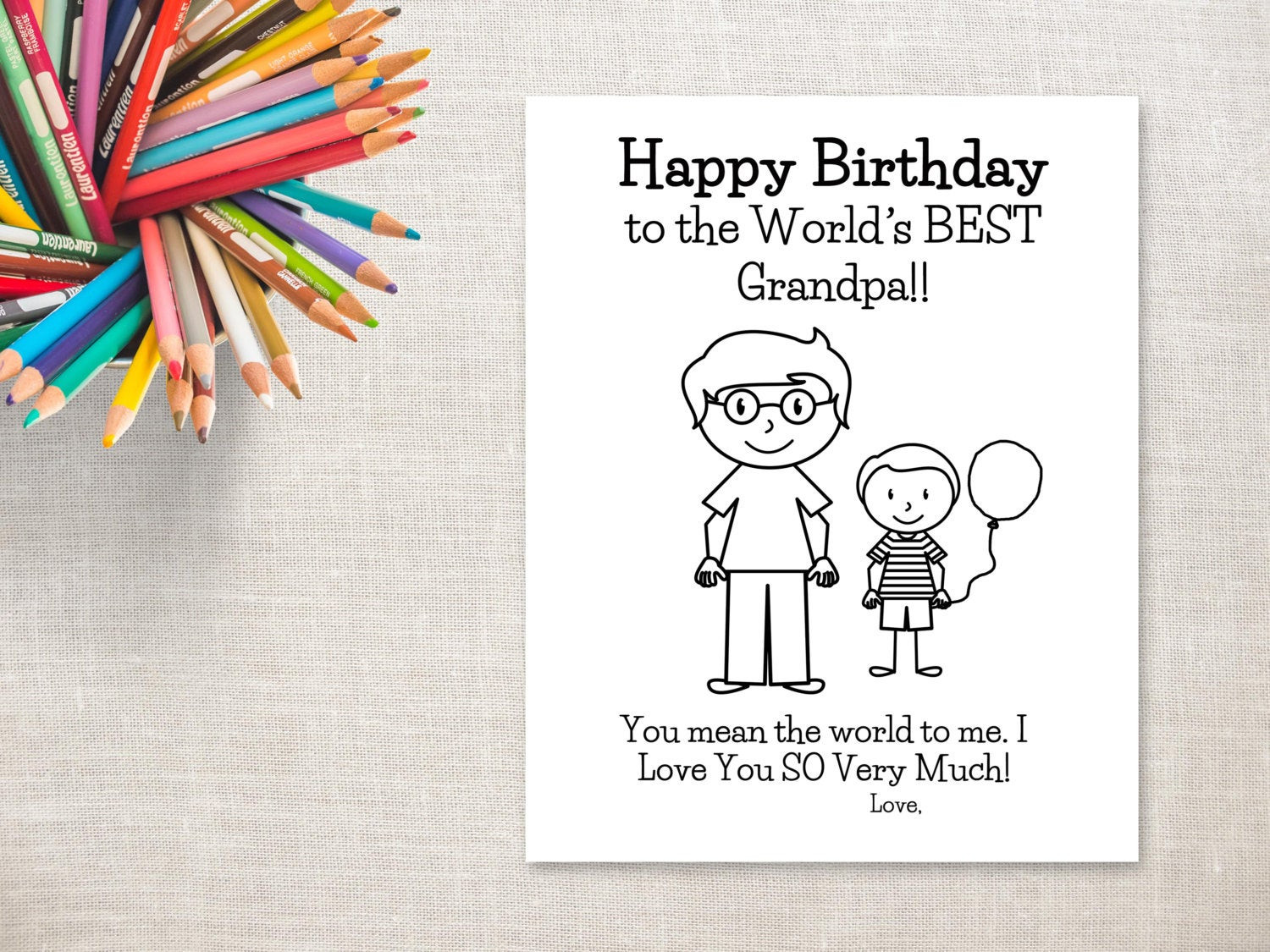 Grandpa Birthday Card
 Birthday Coloring Printable Boy & Grandpa Birthday Card to