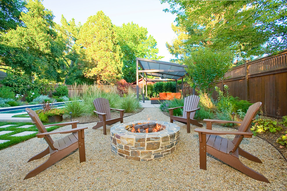 Gravel Patio With Fire Pit
 Superb polywoodin Patio Contemporary with Attractive Pea