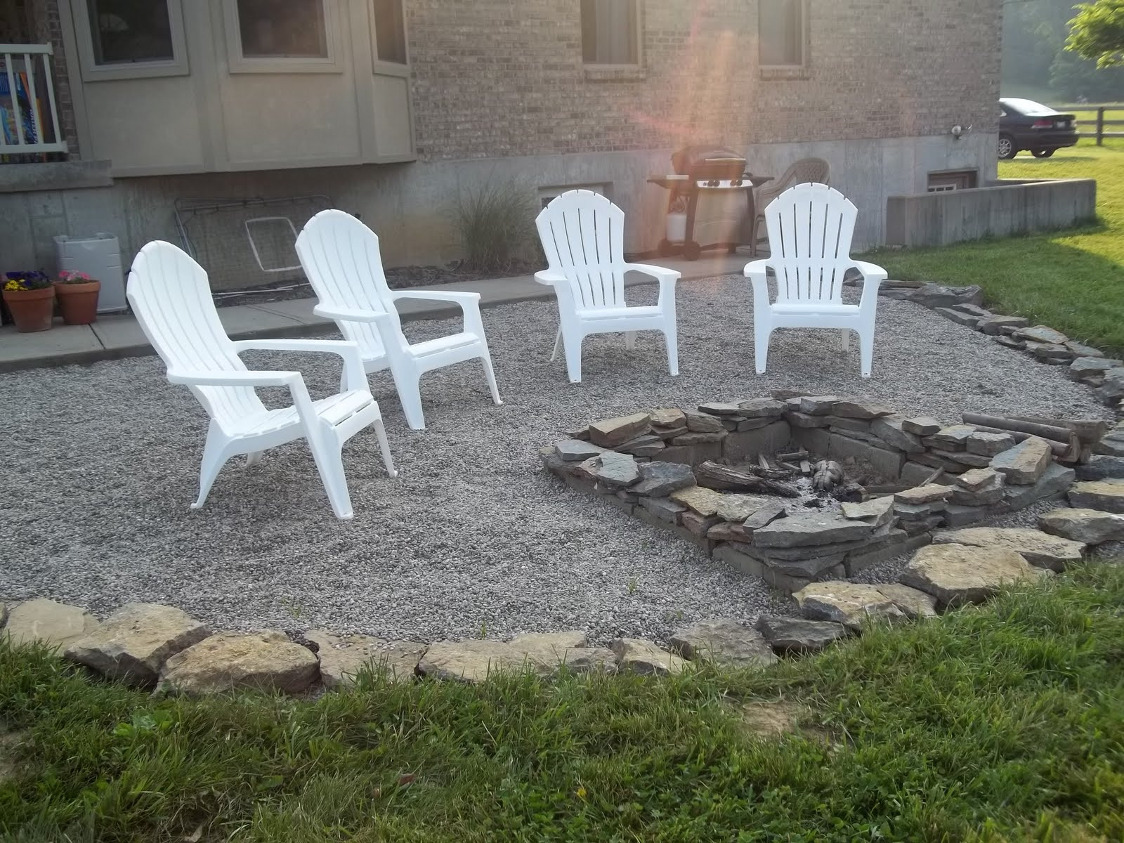 Gravel Patio With Fire Pit
 BlessedBe s Backyard Patio and Fire Pit