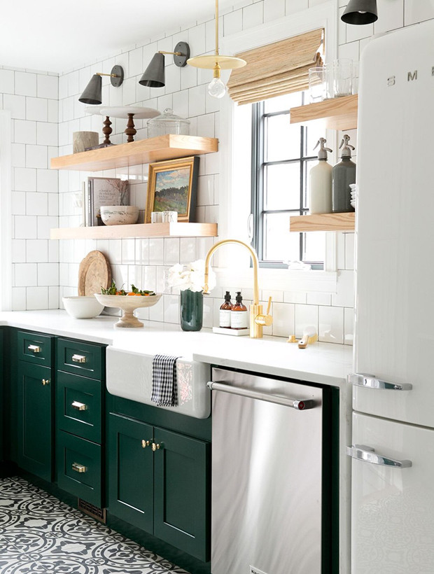 Green And White Kitchen
 House & Home