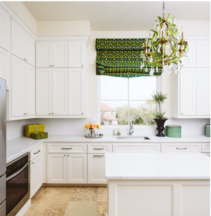 Green And White Kitchen
 White Kitchen with Green Accents Transitional Kitchen