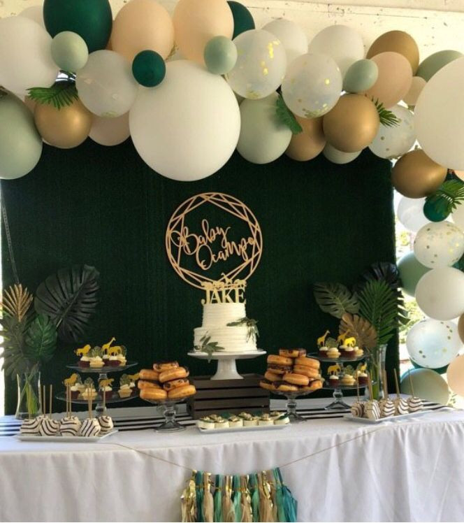 Green Baby Shower Decor
 Green and White Balloons