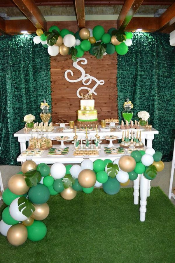 Green Baby Shower Decor
 Gold and Hunter Green Safari Baby Shower Baby Shower