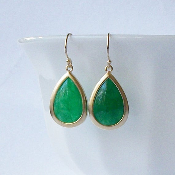 Green Drop Earrings
 Emerald Green Drop Earrings Faux Emerald by
