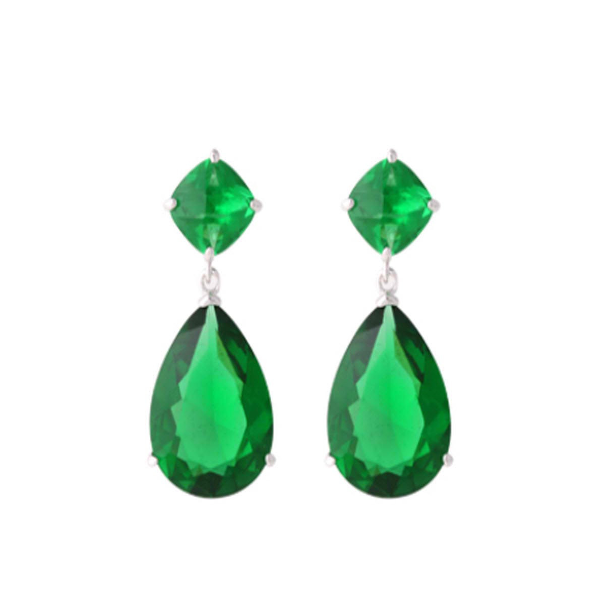 Green Drop Earrings
 Emerald Green Cubic Zironia Drop Earring