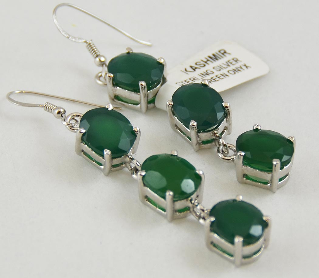 Green Drop Earrings
 Green yx Dangle Drop Earrings Sterling Silver Kashmir