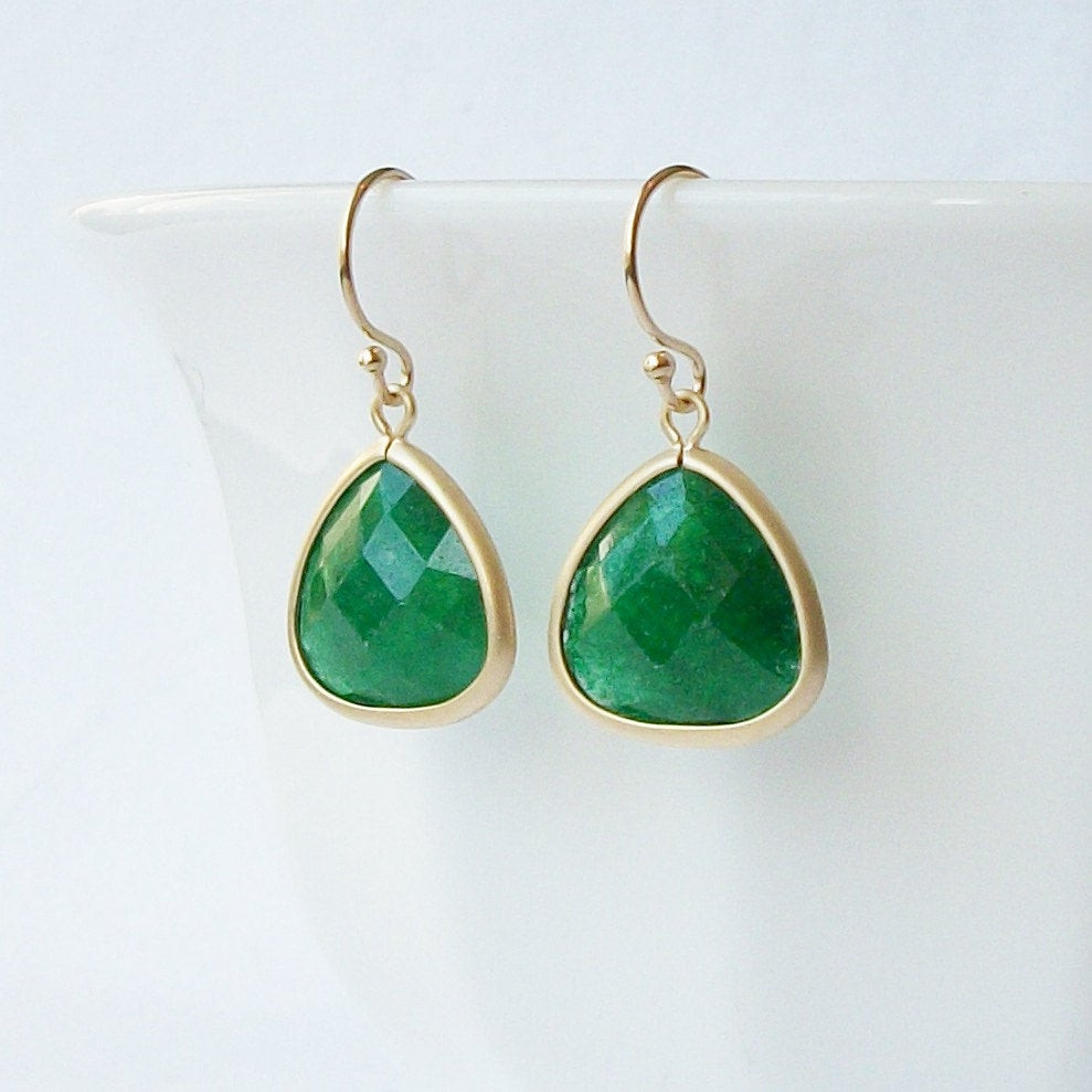 Green Drop Earrings
 LAST ONE Emerald Green Crystal Drop Earrings