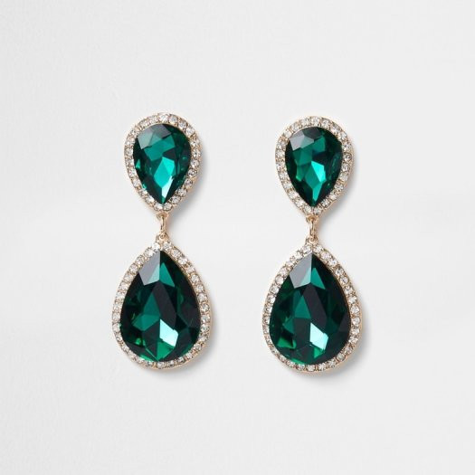 Green Drop Earrings
 River Island Emerald Green Drop Earrings For Sale in