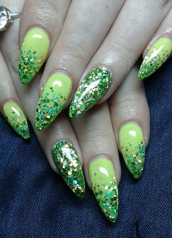 Green Glitter Nails
 60 Most Beautiful Glitter Nail Art Ideas