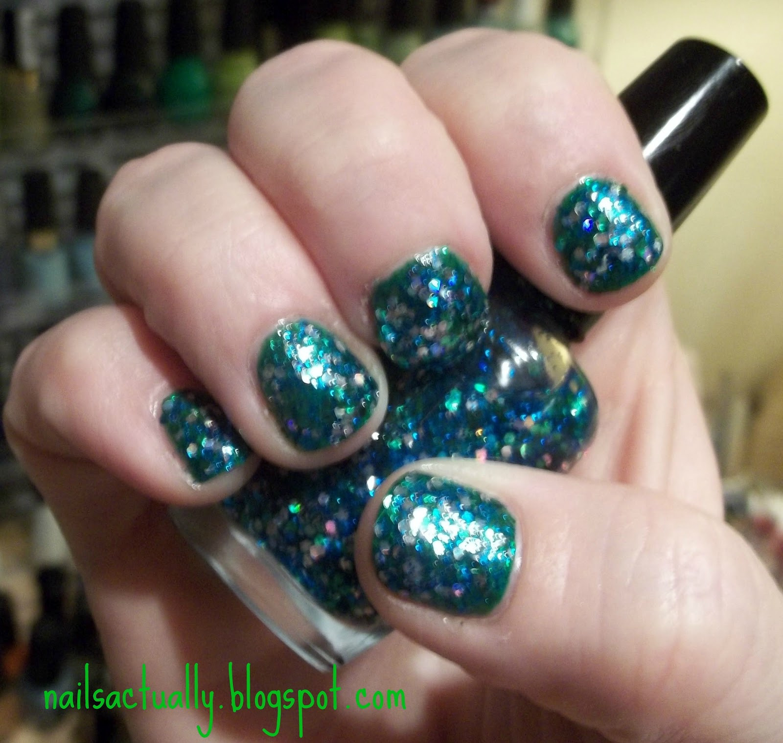 Green Glitter Nails
 Nails Actually Blue Green Glitter Nails