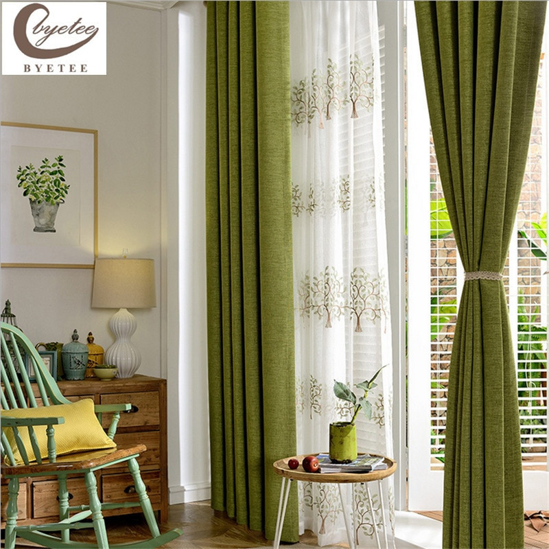 Green Living Room Curtains
 Aliexpress Buy Modern Cotton Linen Green Window