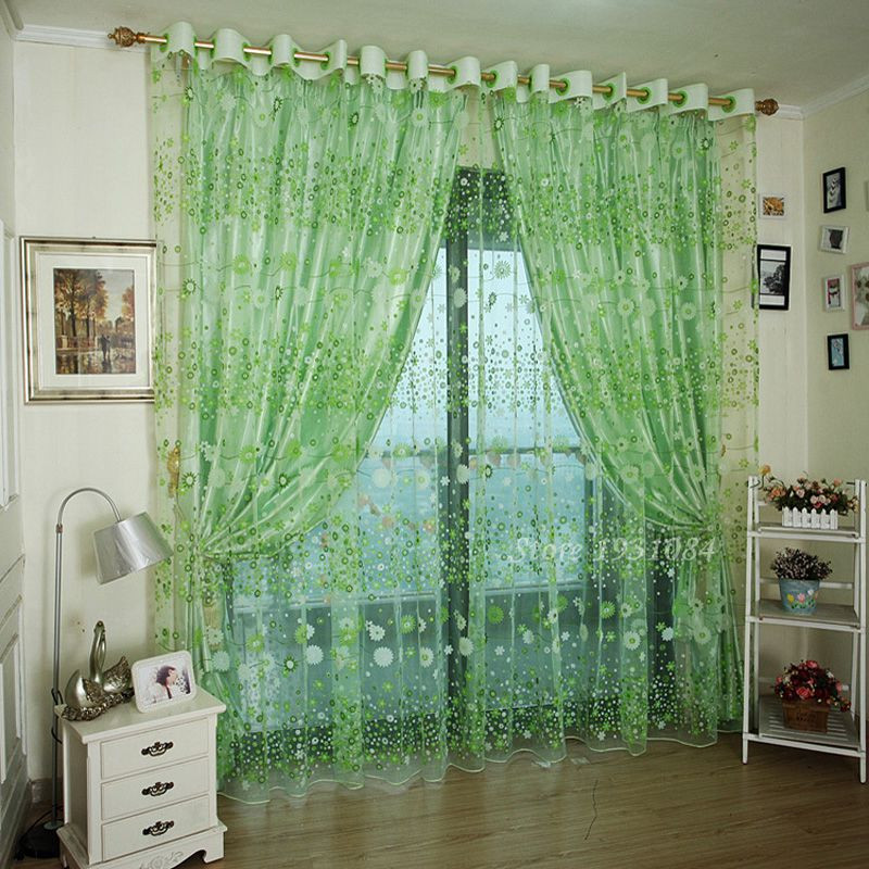 Green Living Room Curtains
 Pastoral Green Sheer Curtains For Living Room Windows