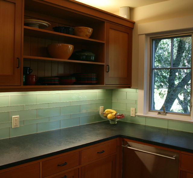 Green Tile Backsplash Kitchen
 Green Glass Kitchen Backsplash Mill Valley Modern