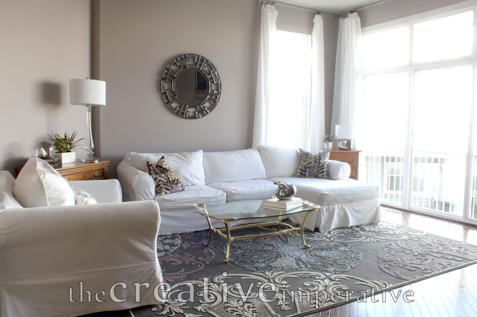 Grey Living Room Rug
 The Creative Imperative House Tour Purple and Gray