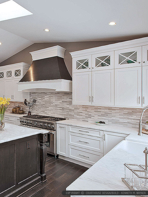 Grey Tile Kitchen
 Modern White Gray Subway Marble Backsplash Tile