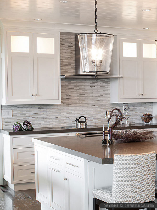 Grey Tile Kitchen
 Modern White Gray Subway Marble Backsplash Tile