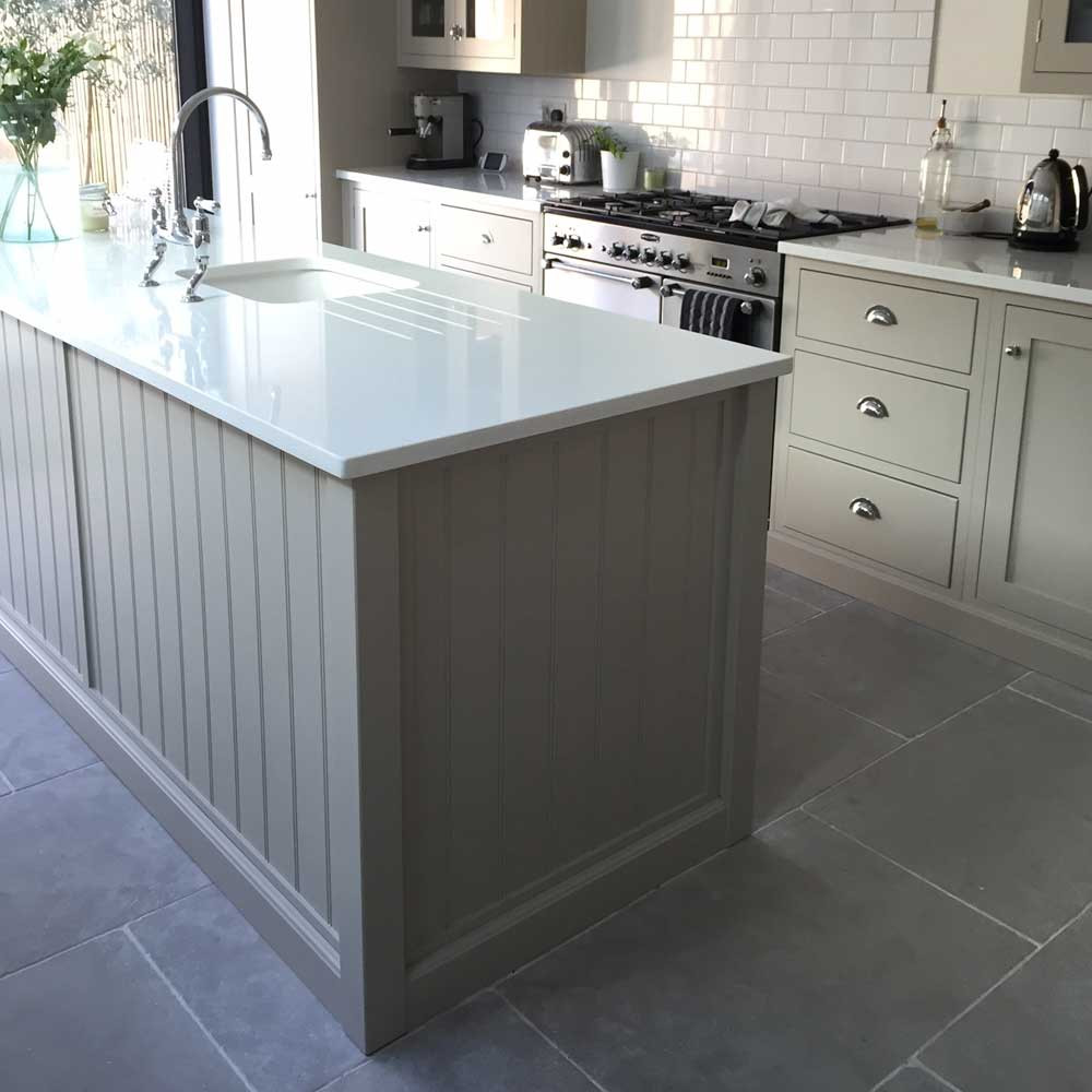 Grey Tile Kitchen
 Limestone is proving more and more popular for a stone