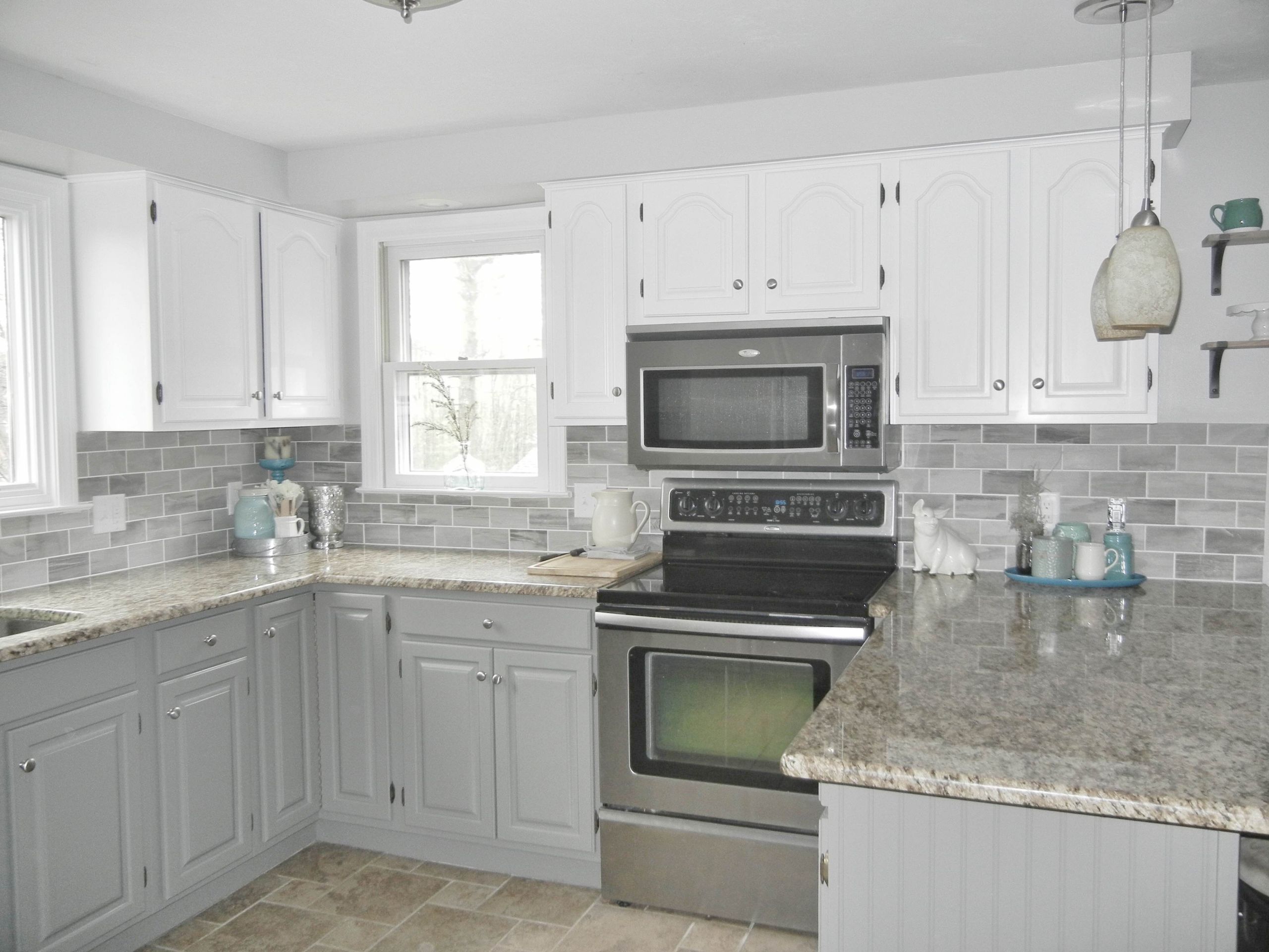 Grey Tile Kitchen
 Our Oak Kitchen Makeover