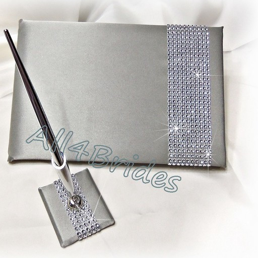 Grey Wedding Guest Book
 Grey wedding guest book sparkly rhinestone bling guest
