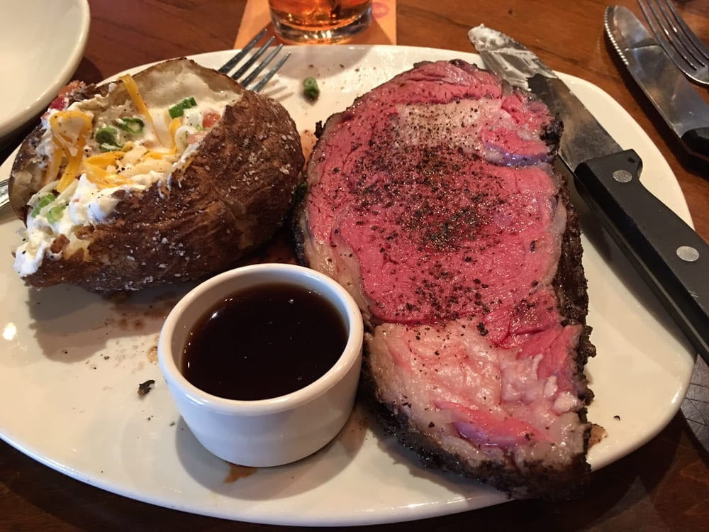Grilled Prime Rib Steak
 10 ounce wood grilled prime rib with a loaded baked potato