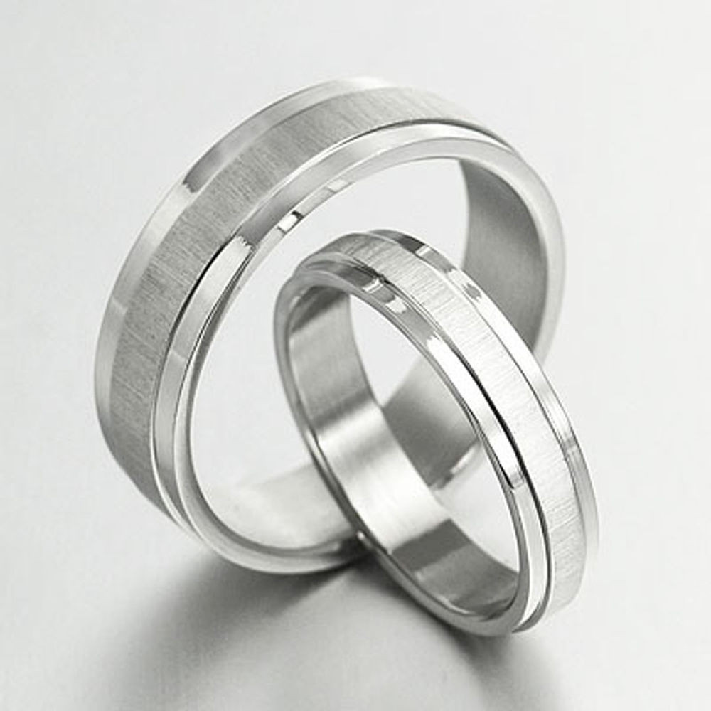 Groom Wedding Bands
 Uni Groom&Bride Matching Silver Wedding Titanium Rings