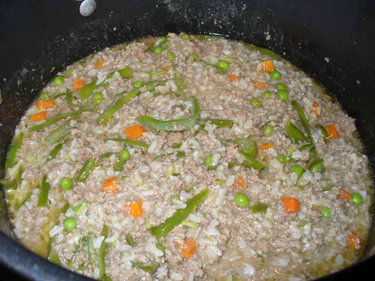 Ground Beef Dog Food Recipe
 Ground Beef Dog Food Simmering in Pot With images