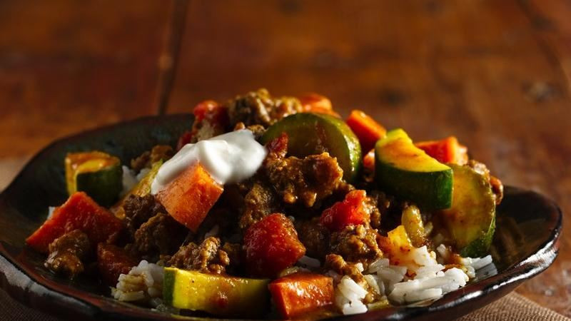 Ground Beef Summer Recipe
 Beef Summer Squash and Sweet Potato Curry recipe from