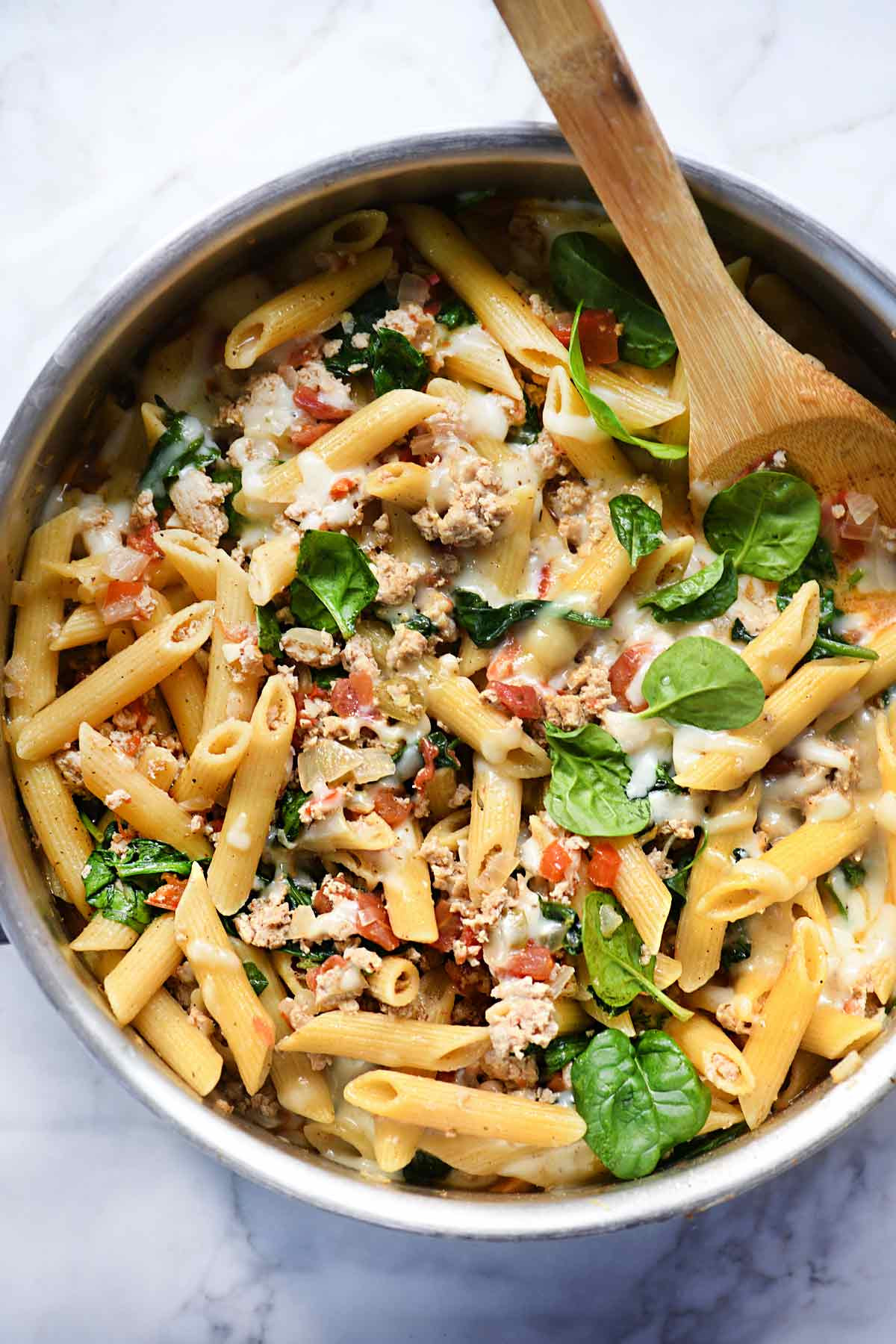 Ground Turkey And Spinach
 e Pot Penne Pasta with Turkey and Spinach