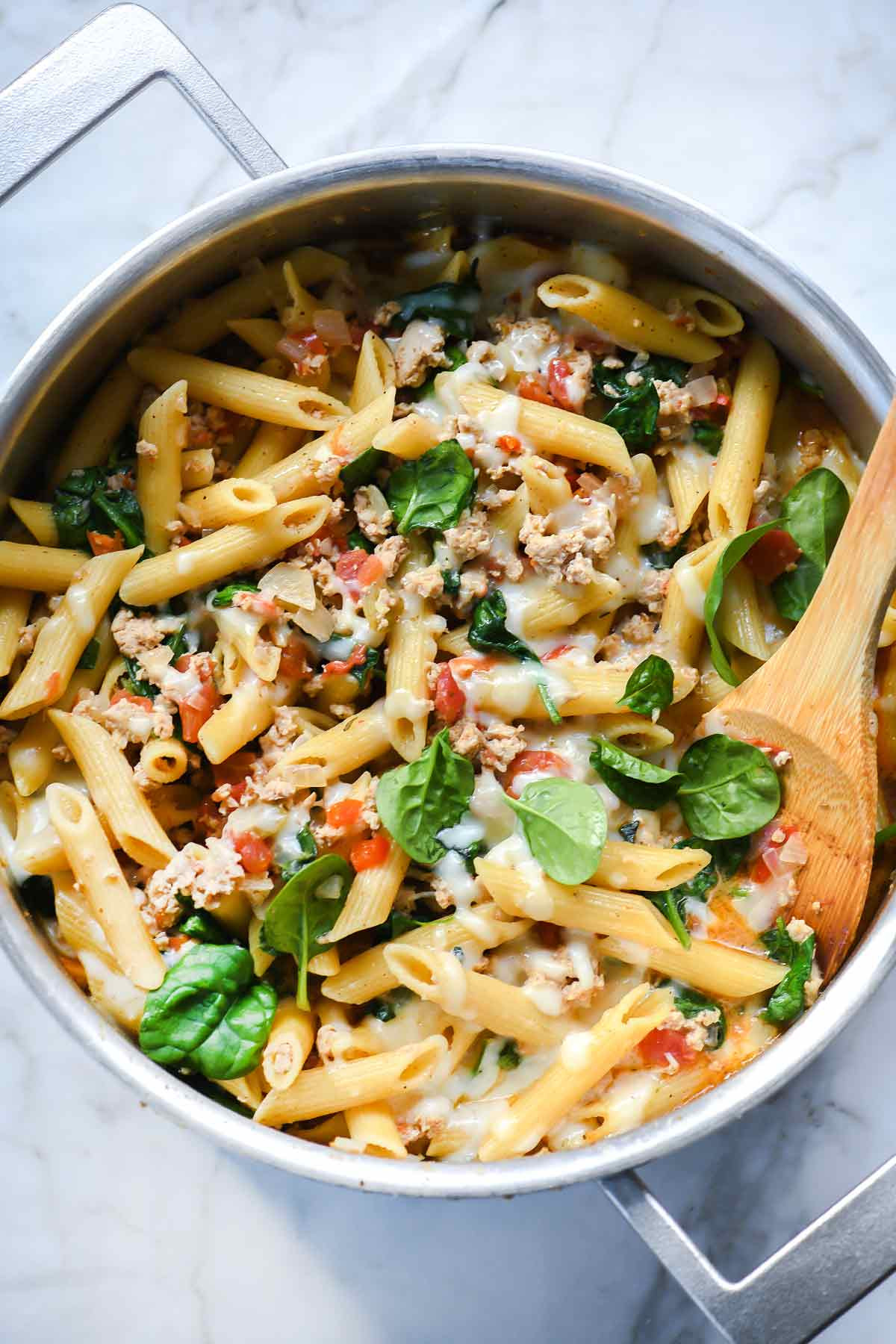 Ground Turkey And Spinach
 e Pot Penne Pasta with Turkey and Spinach