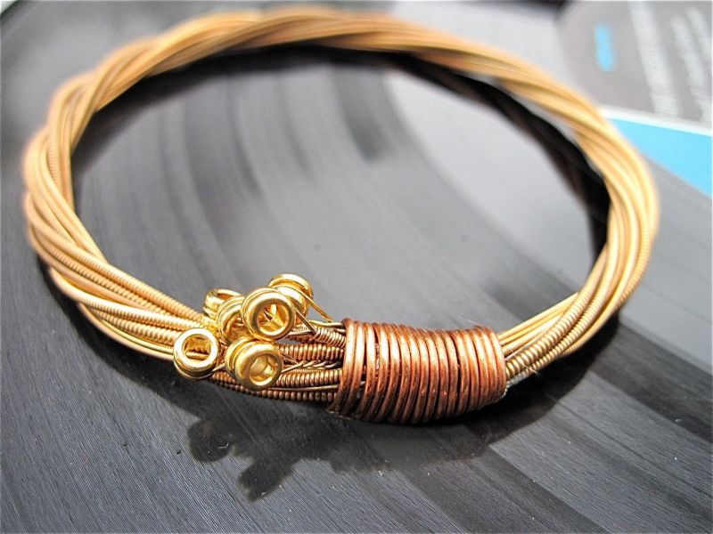 Guitar String Bracelet New Recycled Acoustic Guitar String Bracelet by Foxdesignsjewelry