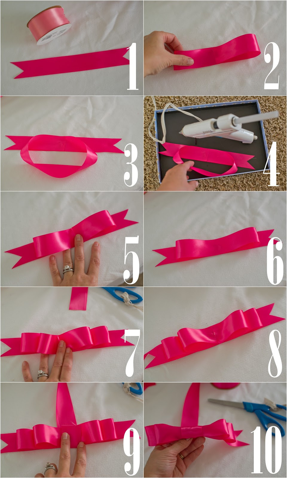 Hair Bow DIY
 Domestic Fashionista DIY Satin Hair Bow Tutorial