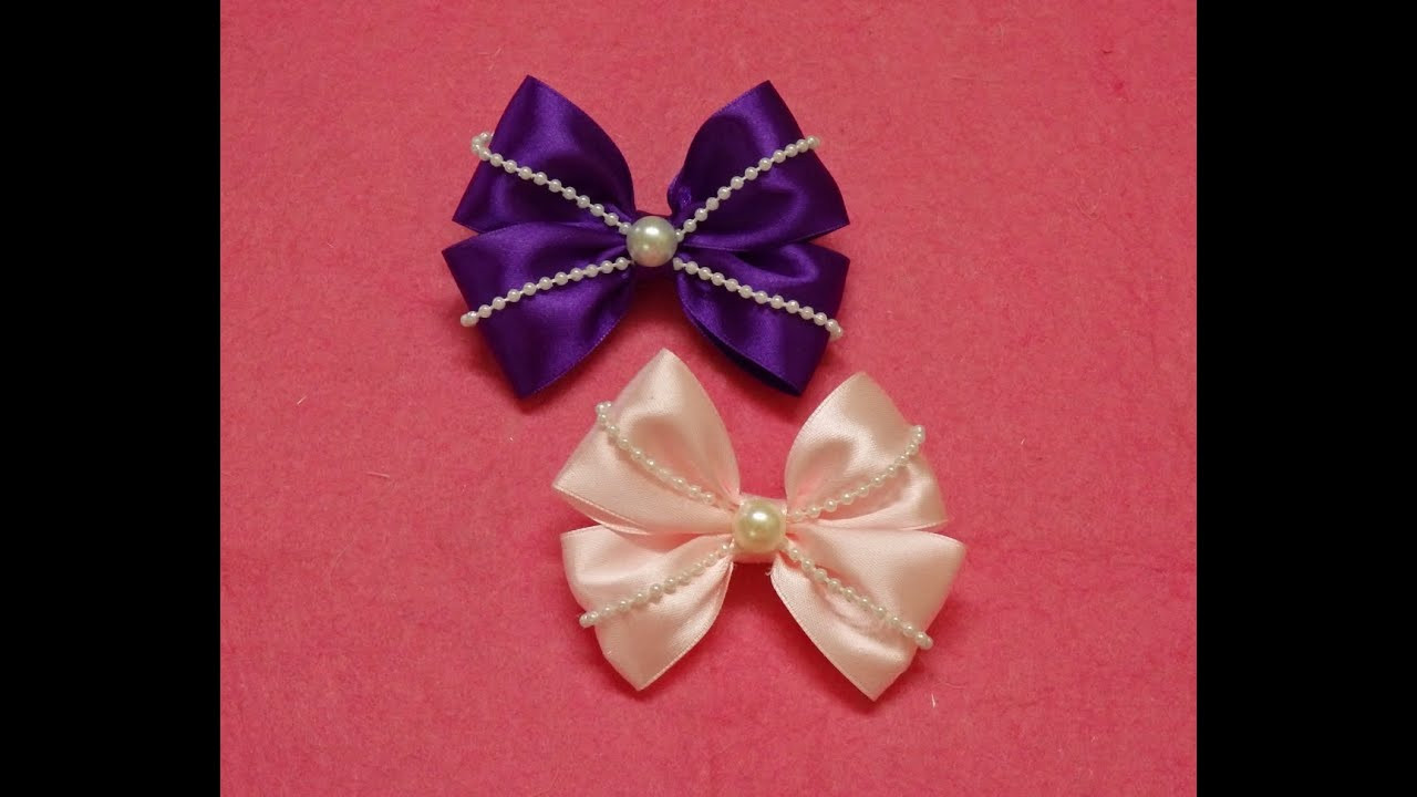 Hair Bow DIY
 Diy Ribbon hair bows with pearls hair bow tutorial how to