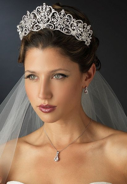 Hairstyles With Tiaras For Brides
 719 best Wedding Bridal Veils & Tiaras images on