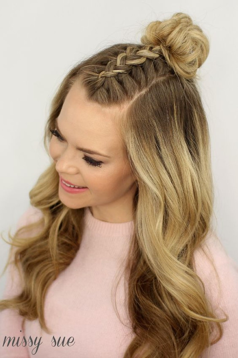 Half Braided Hairstyles
 Trend Watch – Mohawk braid into top knot half up