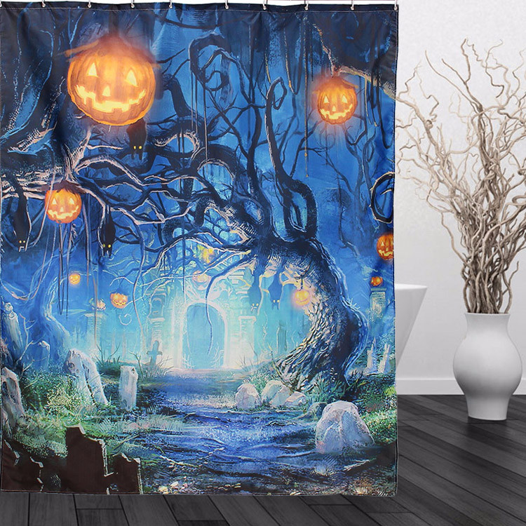 Halloween Bathroom Set
 150x180cm Halloween Ghost Pumpkin Polyester Shower Curtain